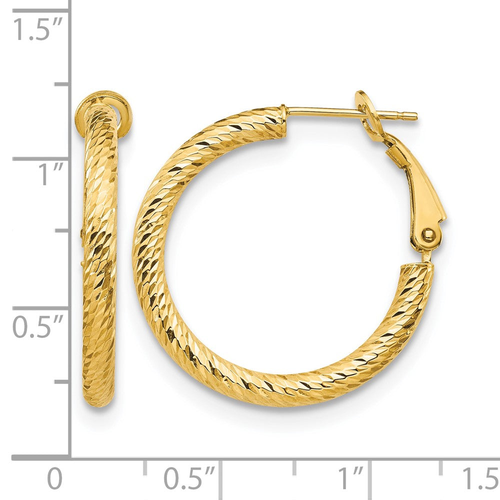 10K Gelbgold 3x20 Diamantiert Rund Omega Rückseite Creolen
