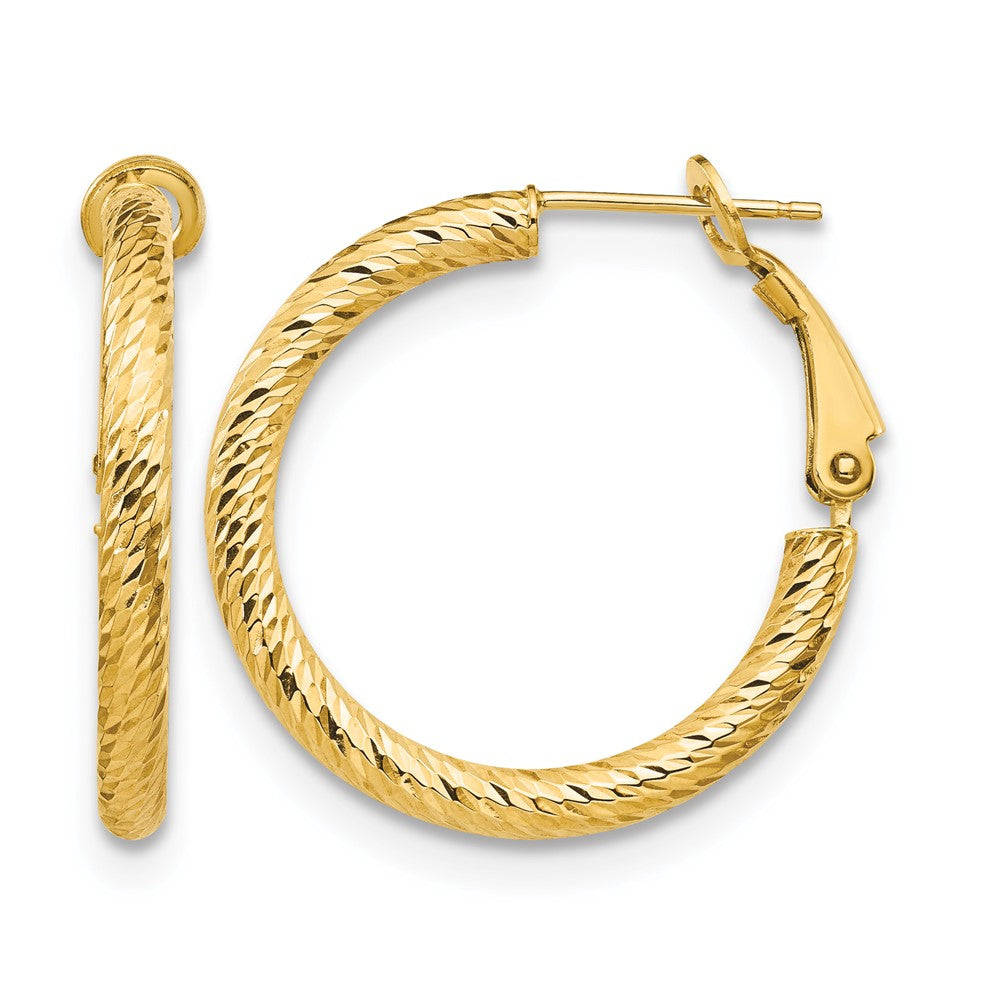 10K Gelbgold 3x20 Diamantiert Rund Omega Rückseite Creolen