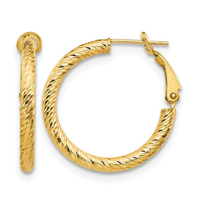 10K Gelbgold 3x20 Diamantiert Rund Omega Rückseite Creolen