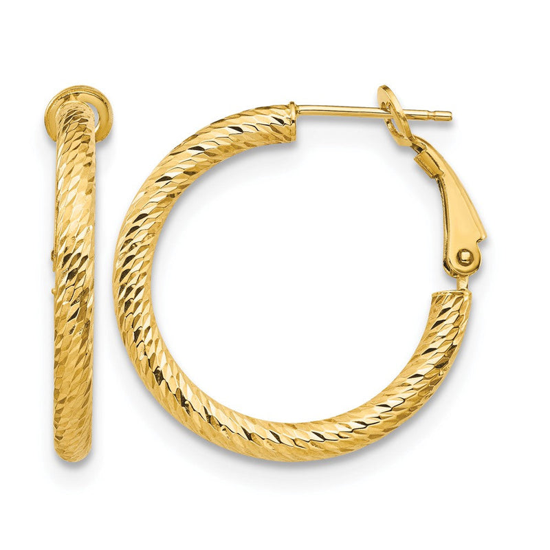 10K Gelbgold 3x20 Diamantiert Rund Omega Rückseite Creolen
