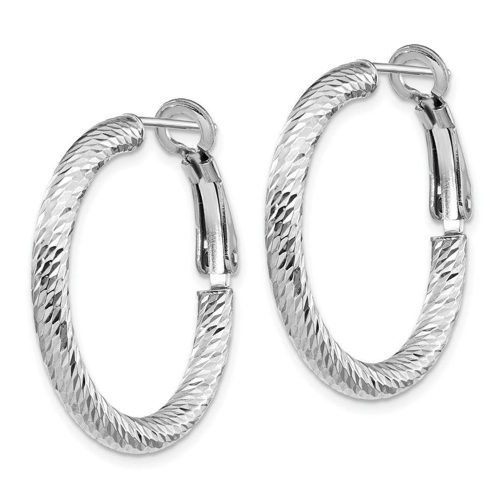 10K Weißgold 3x20 Diamantiert Rund Omega Rückseite Creolen