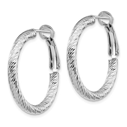 10K Weißgold 3x20 Diamantiert Rund Omega Rückseite Creolen