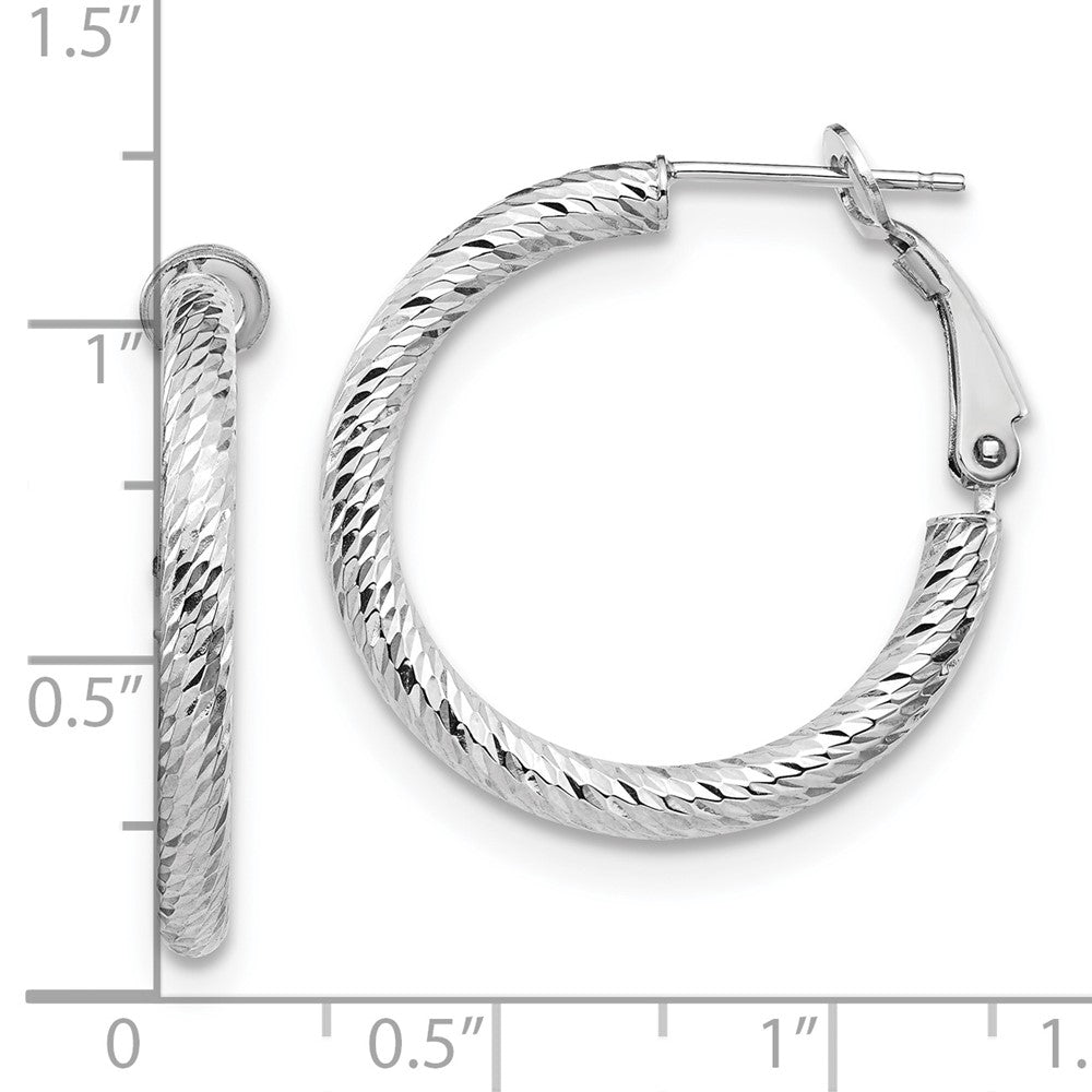 10K Weißgold 3x20 Diamantiert Rund Omega Rückseite Creolen