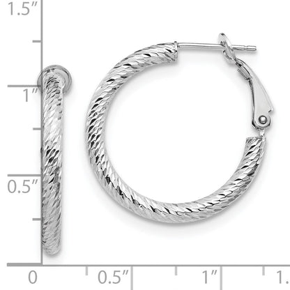 10K Weißgold 3x20 Diamantiert Rund Omega Rückseite Creolen