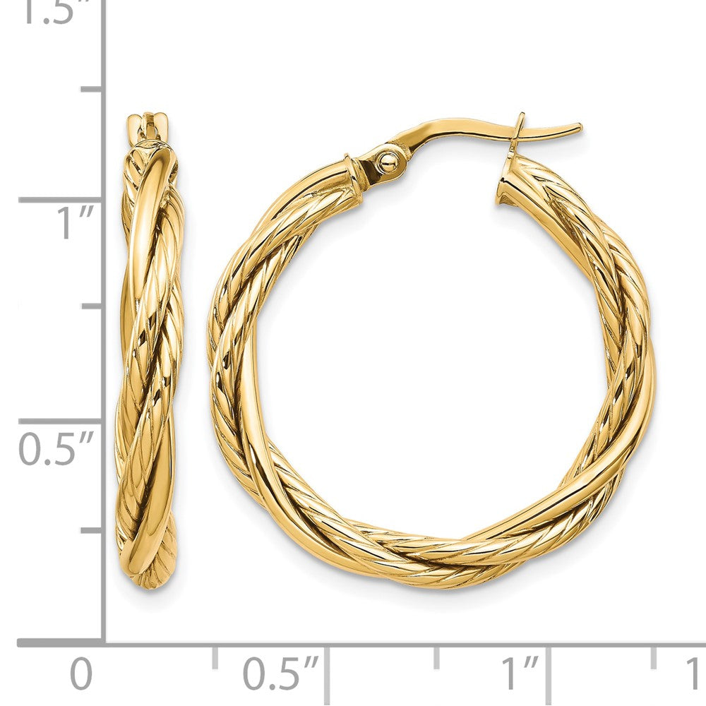 10K Gelbgold Poliert Gedreht Creolen