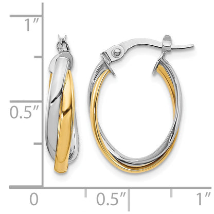 10K Gelb Rhodium mit Poliert Creolen