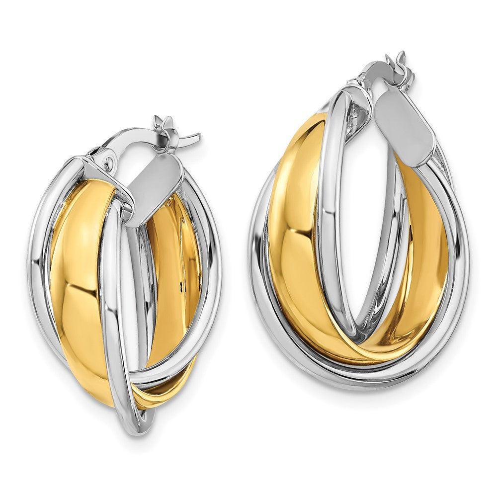 10K Gelb mit Rhodium mit Rhodium Poliert Creolen