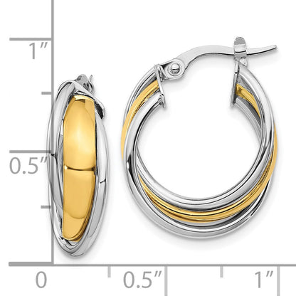 10K Gelb mit Rhodium mit Rhodium Poliert Creolen