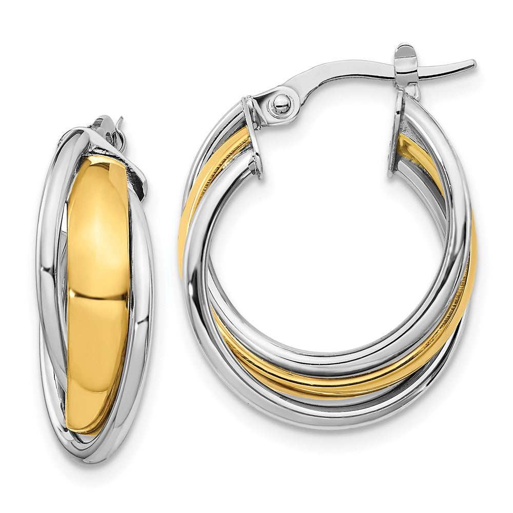 10K Gelb mit Rhodium mit Rhodium Poliert Creolen