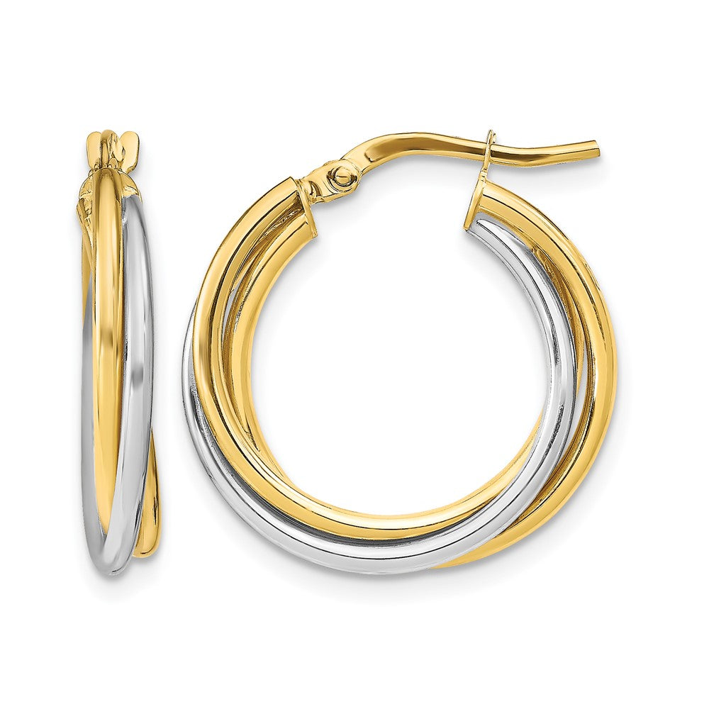 10K Gelb Rhodium mit Poliert Creolen