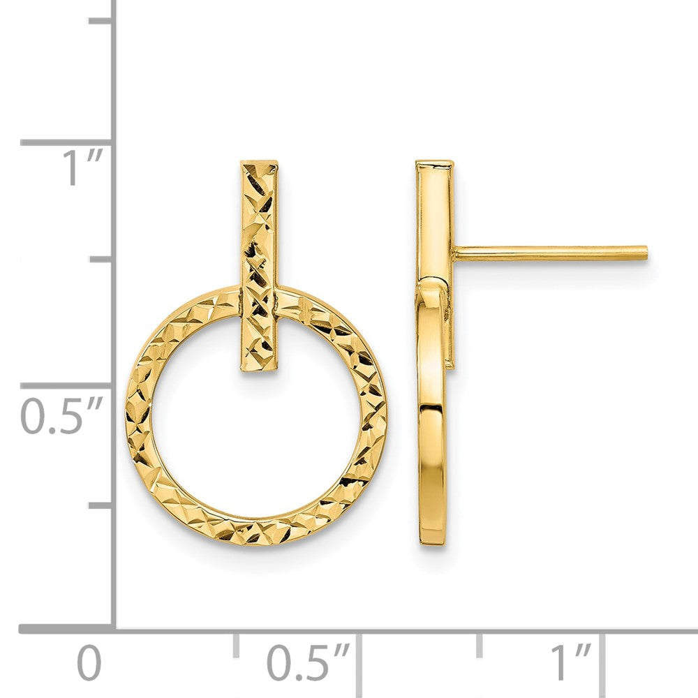 10K Gelbgold Poliert Diamantiert Stecker Ohrhänger