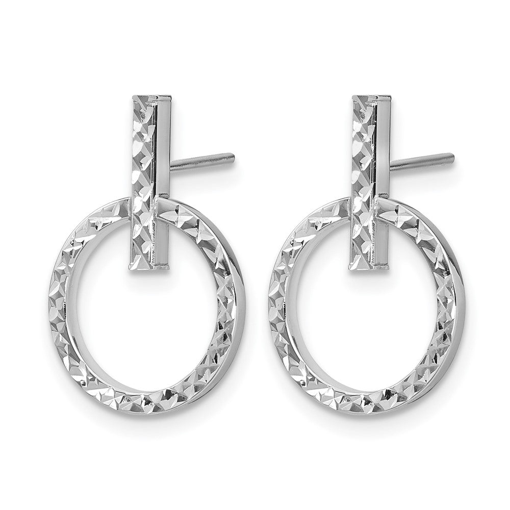10K Gelb Rhodium mit Weiß Beschichtung Poliert Diamantiert Stecker Ohrhänger