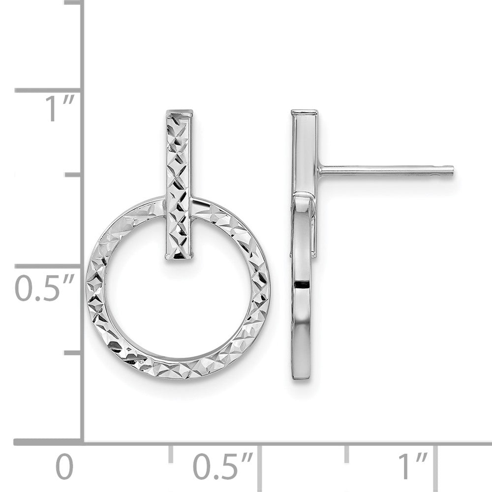10K Gelb Rhodium mit Weiß Beschichtung Poliert Diamantiert Stecker Ohrhänger