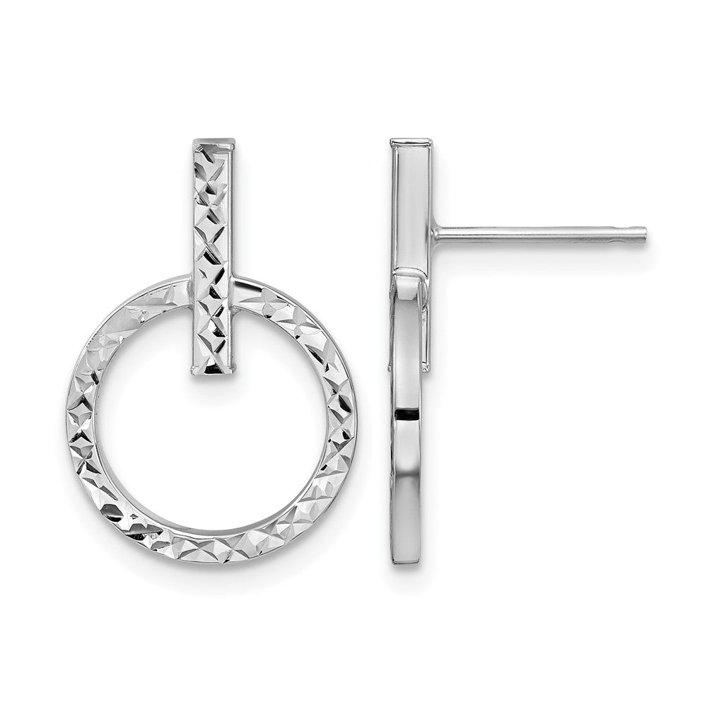 10K Gelb Rhodium mit Weiß Beschichtung Poliert Diamantiert Stecker Ohrhänger