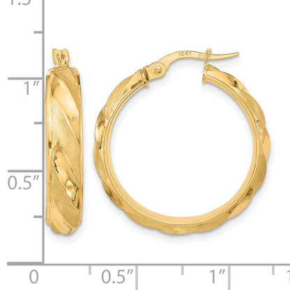 10K Gelbgold Poliert Strukturiert Gedreht Creolen