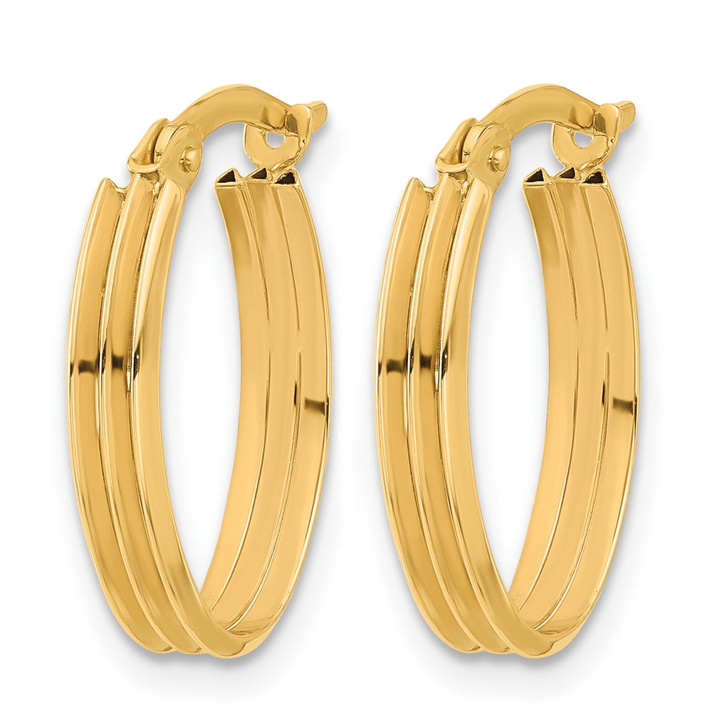 10K Gelbgold Poliert und Gerillt Oval Creolen
