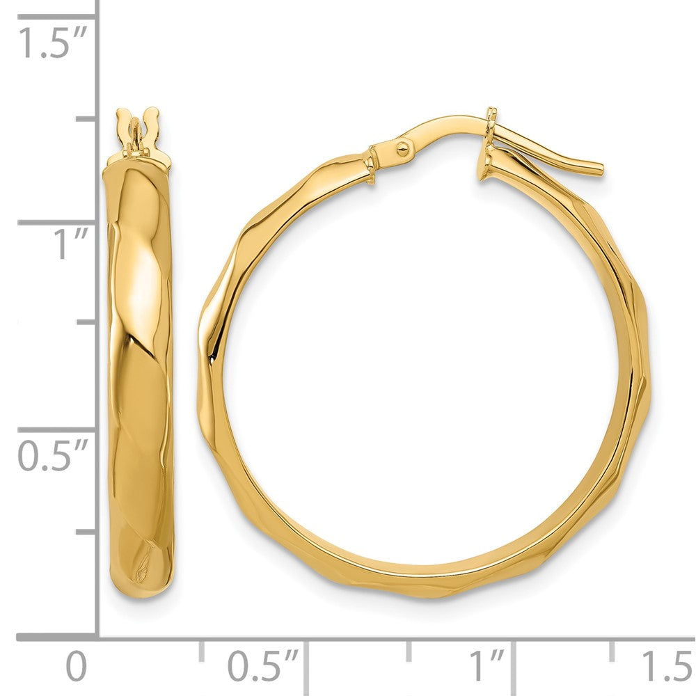 10K Gelbgold Poliert Gedreht Rund Creolen