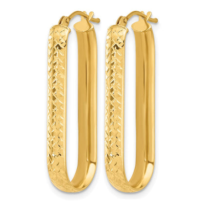 10K Gelbgold Poliert und Diamantiert Oval Creolen