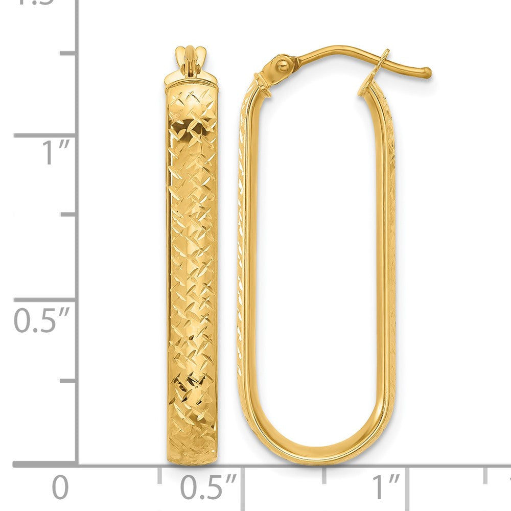 10K Gelbgold Poliert und Diamantiert Oval Creolen