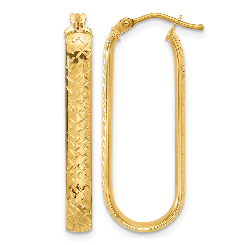 10K Gelbgold Poliert und Diamantiert Oval Creolen