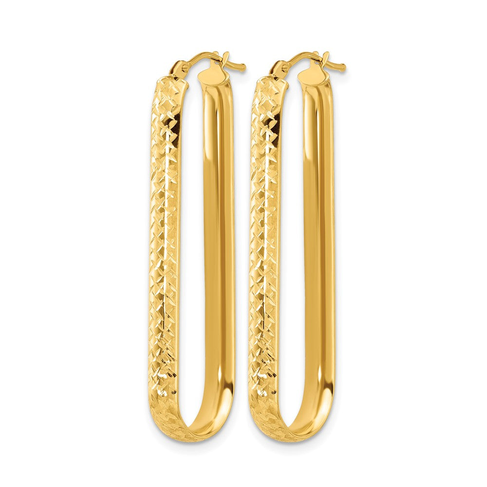 10K Gelbgold Poliert und Diamantiert Oval Creolen
