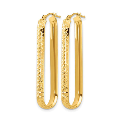 10K Gelbgold Poliert und Diamantiert Oval Creolen