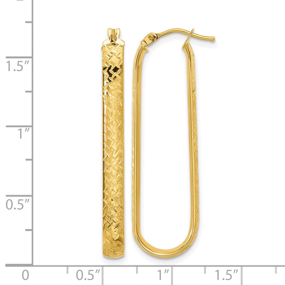 10K Gelbgold Poliert und Diamantiert Oval Creolen