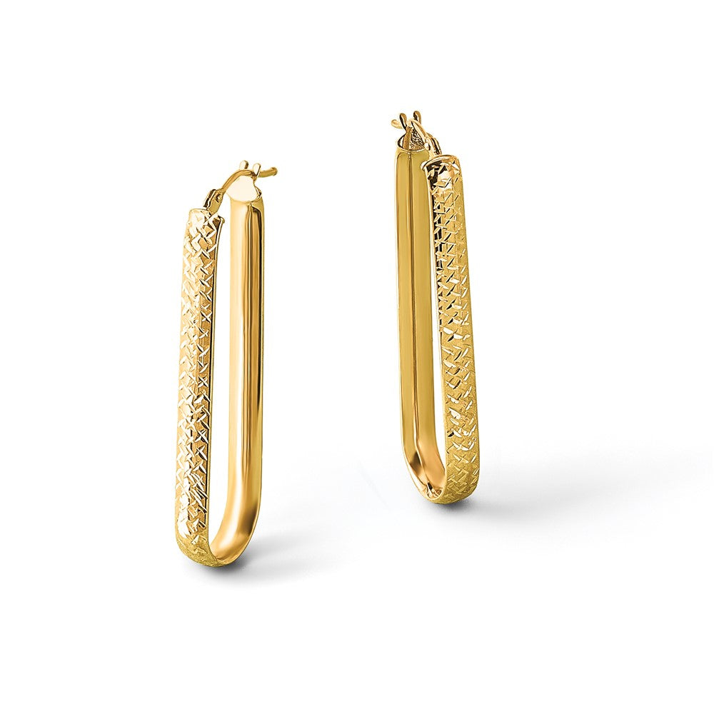 10K Gelbgold Poliert und Diamantiert Oval Creolen