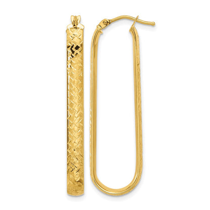 10K Gelbgold Poliert und Diamantiert Oval Creolen