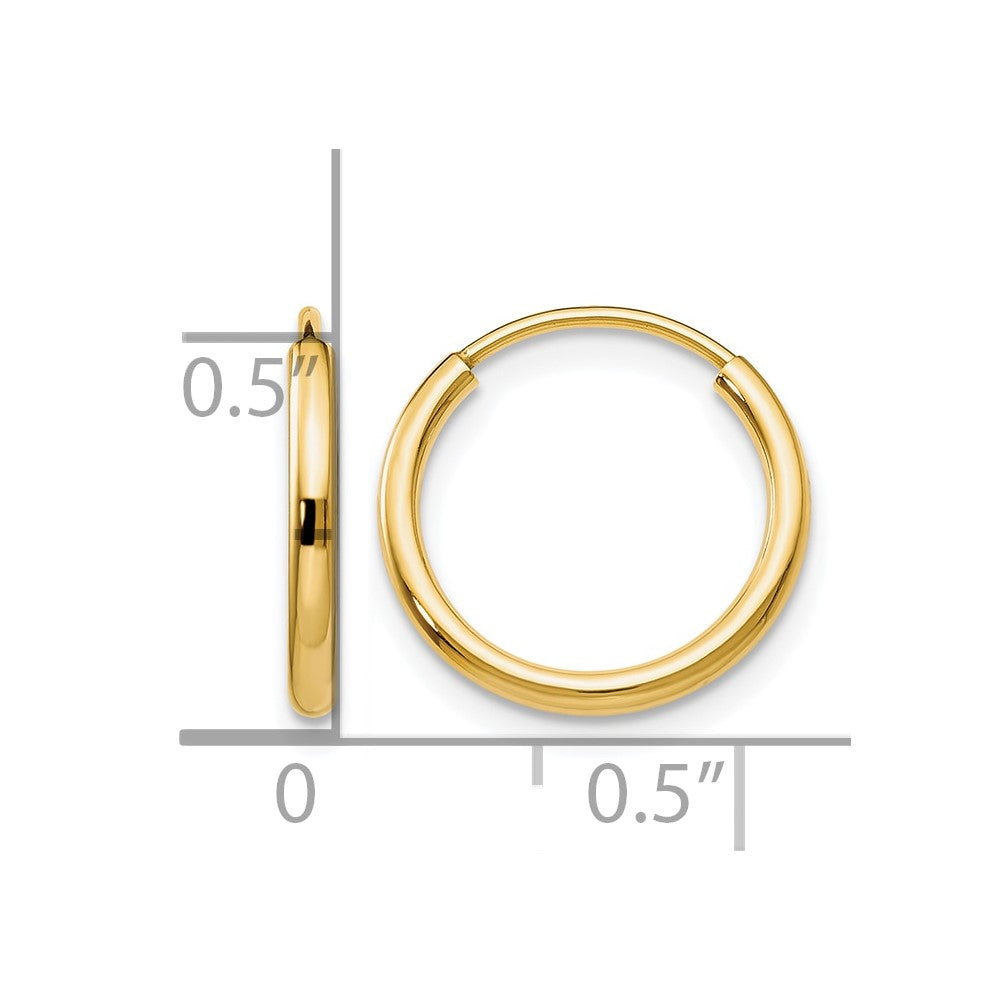 10K Gelbgold 1.2mm Poliert Rund Endlos Creolen