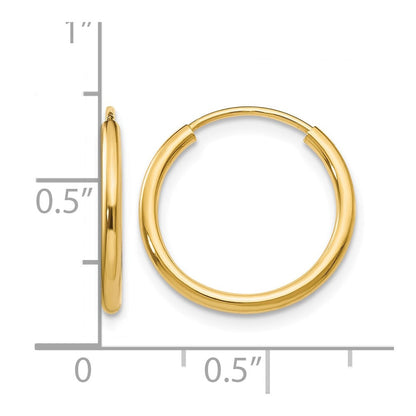 10K Gelbgold 1.2mm Poliert Rund Endlos Creolen