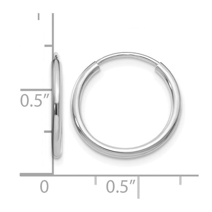 10K Weißgold 1.2mm Poliert Endlos Creolen