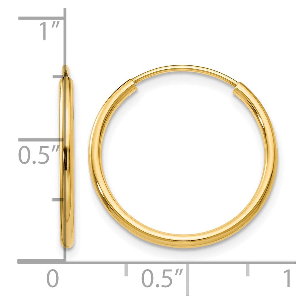 10K Gelbgold 1.2mm Poliert Rund Endlos Creolen