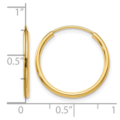 10K Gelbgold 1.2mm Poliert Rund Endlos Creolen
