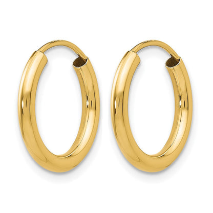 10K Gelbgold Poliert Rund Endlos 2mm Creolen