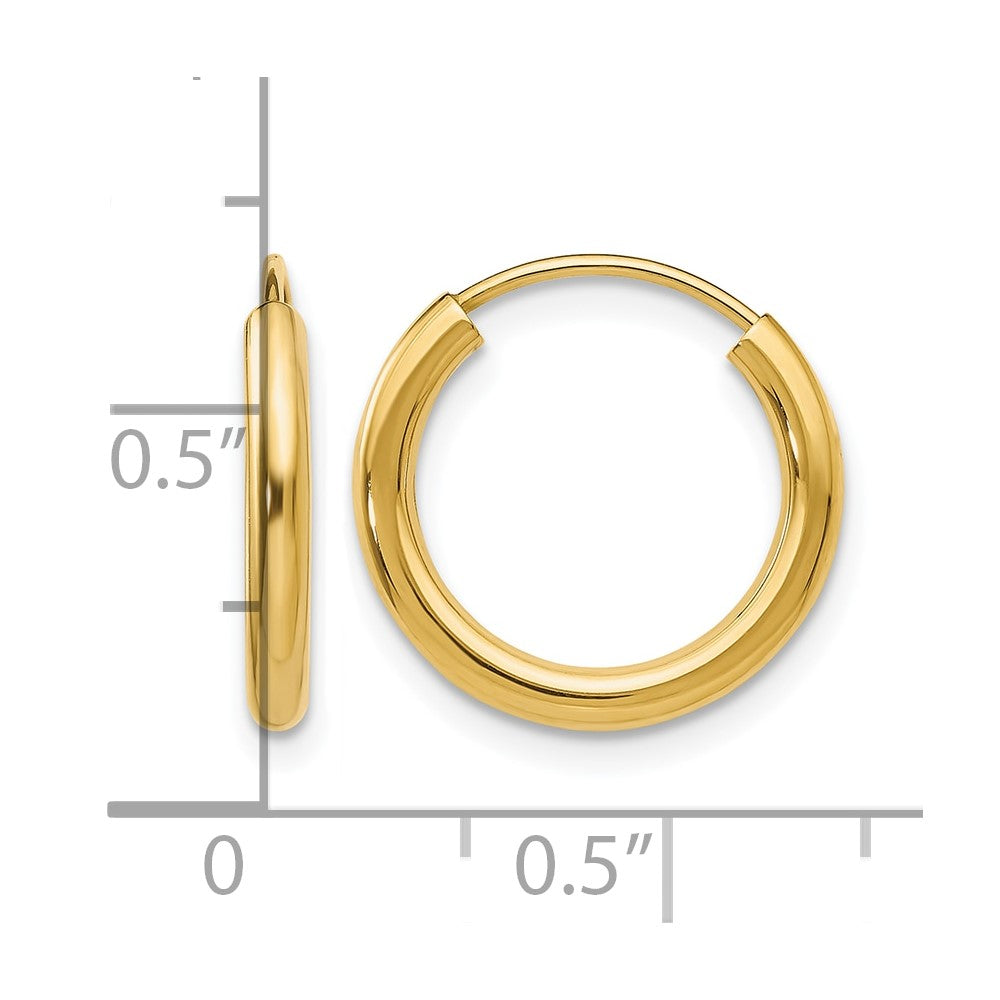 10K Gelbgold Poliert Rund Endlos 2mm Creolen