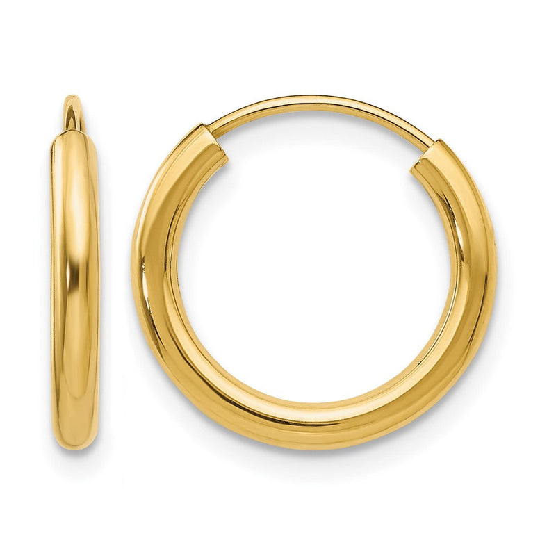 10K Gelbgold Poliert Rund Endlos 2mm Creolen