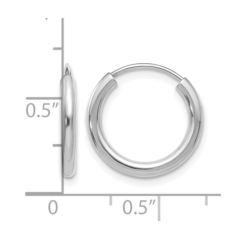 10K Weißgold Poliert Endlos 2mm Creolen