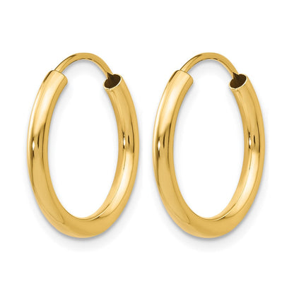 10K Gelbgold Poliert Rund Endlos 2mm Creolen
