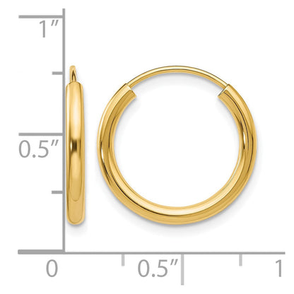 10K Gelbgold Poliert Rund Endlos 2mm Creolen