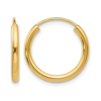 10K Gelbgold Poliert Rund Endlos 2mm Creolen