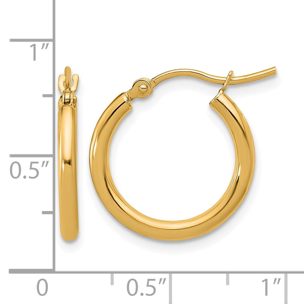 10K Gelbgold Poliert 2x17.5mm Leicht Röhre Creolen