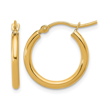 10K Gelbgold Poliert 2x17.5mm Leicht Röhre Creolen