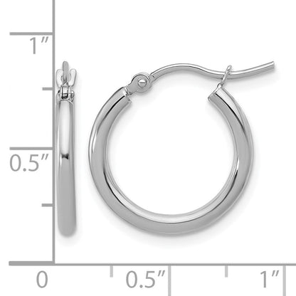 10K Weißgold Poliert 2x17.5mm Leicht Röhre Creolen