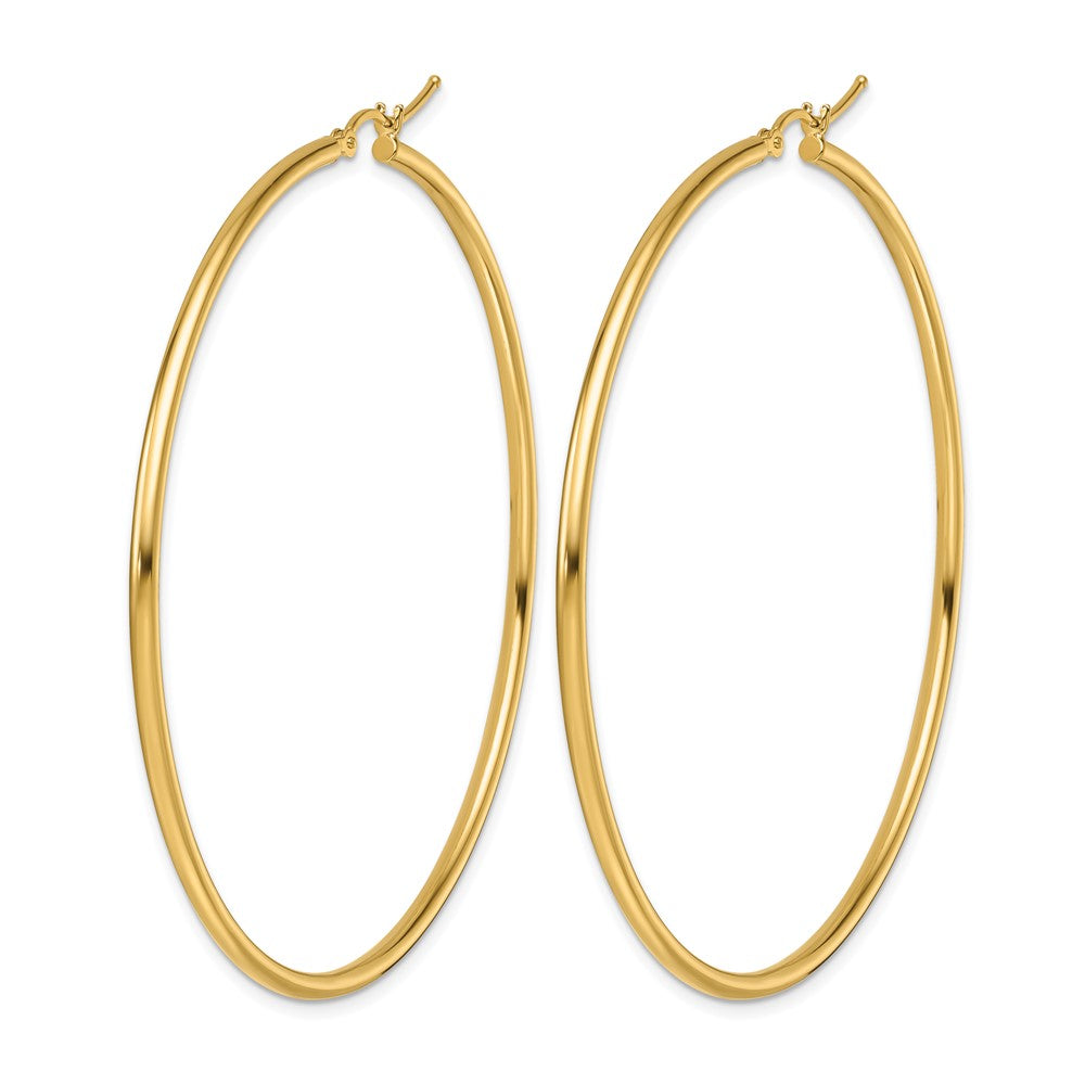 10K Gelbgold Poliert 2x60mm Leicht Röhre Creolen