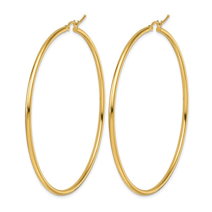 10K Gelbgold Poliert 2x60mm Leicht Röhre Creolen