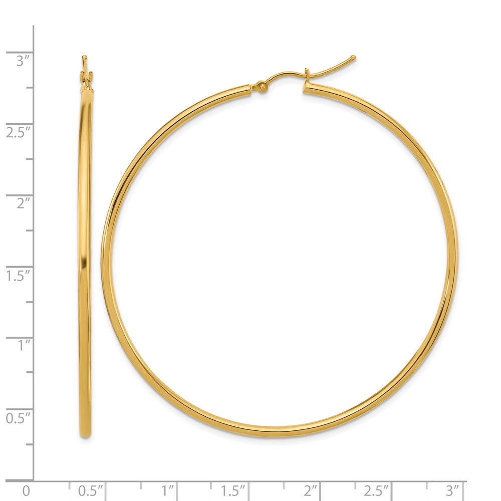 10K Gelbgold Poliert 2x60mm Leicht Röhre Creolen