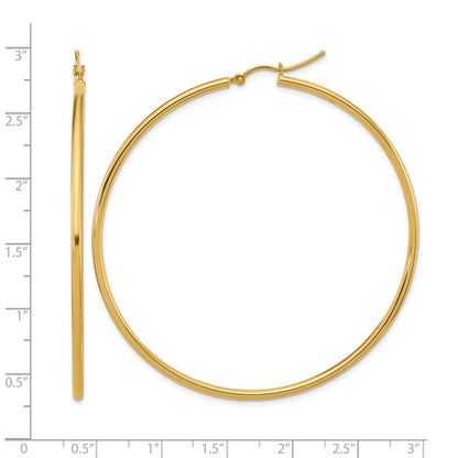 10K Gelbgold Poliert 2x60mm Leicht Röhre Creolen