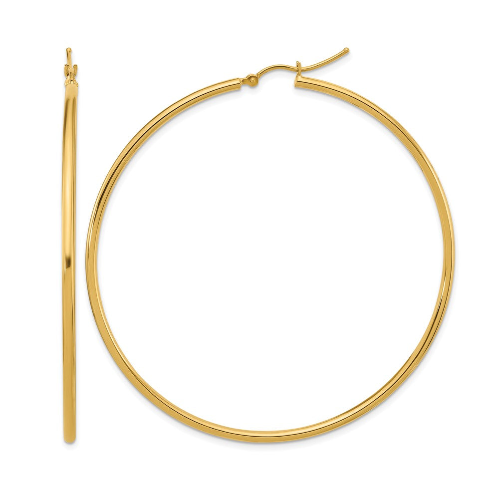 10K Gelbgold Poliert 2x60mm Leicht Röhre Creolen