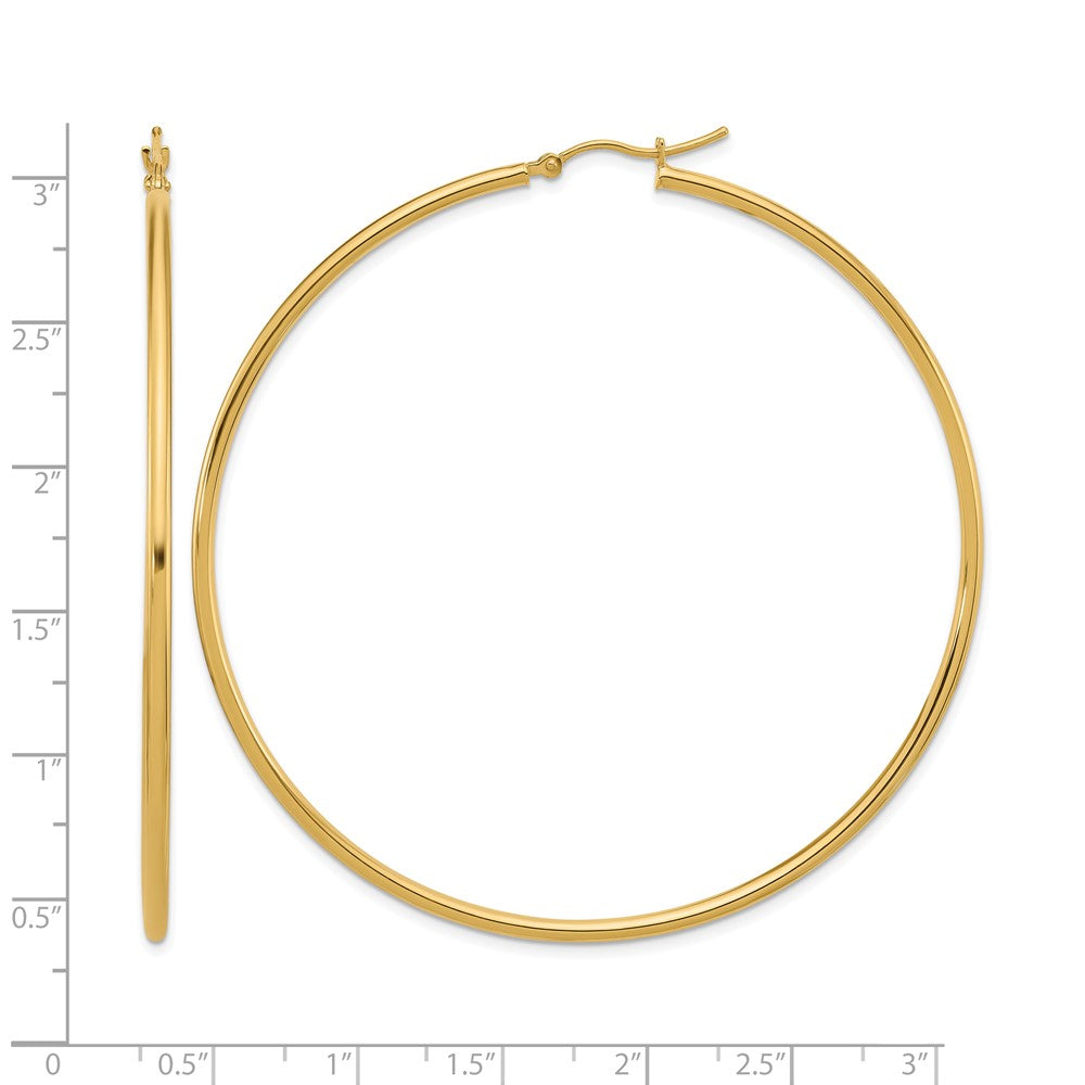 10K Gelbgold Poliert 2x65mm Leicht Röhre Creolen